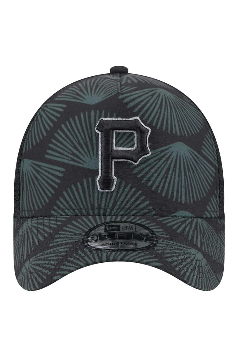 Men's New Era  Black Pittsburgh Pirates 9FORTY A-Frame Trucker Adjustable Hat, Alternate, color, Black
