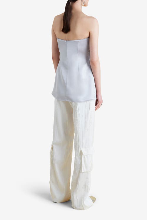 Marina Moscone Crinkled Satin Cargo Trouser In Gray
