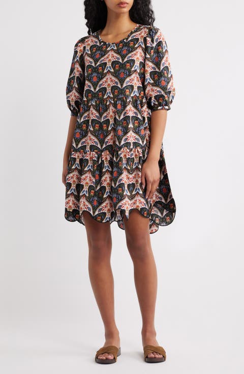 Porcelain Birds Print Minidress