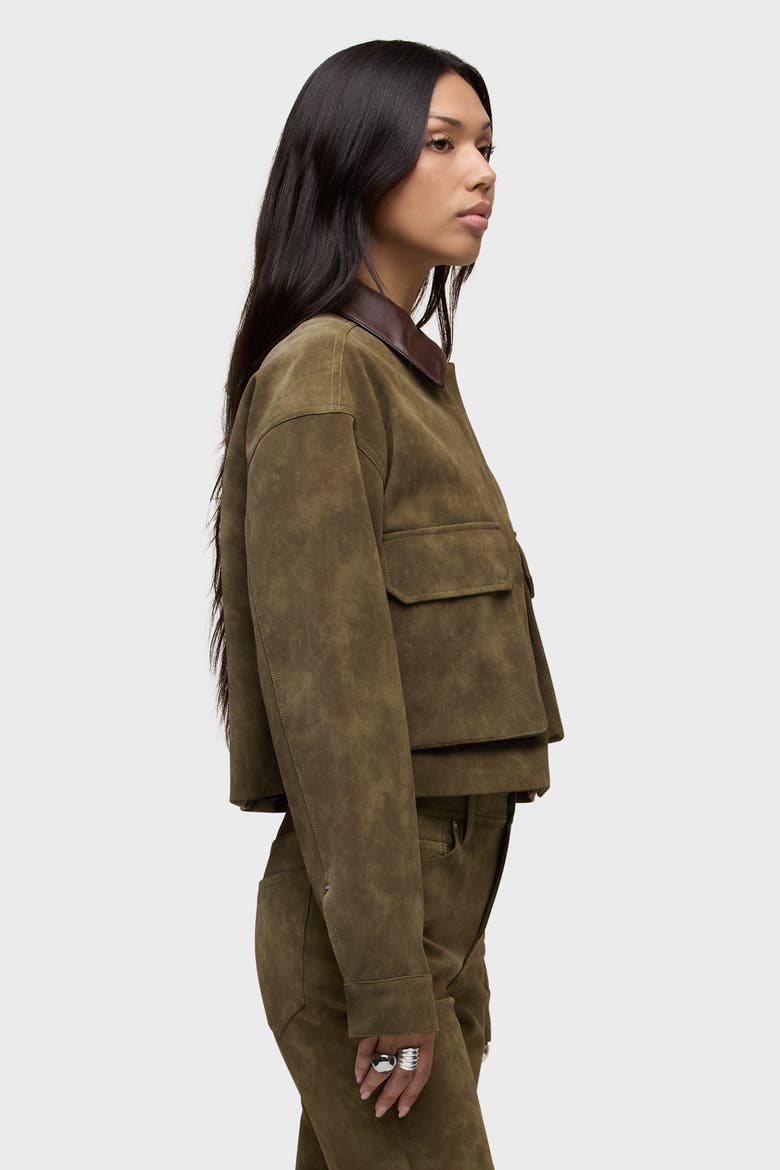 Faux Suede Chore Jacket, Alternate, color, ARMY GREEN