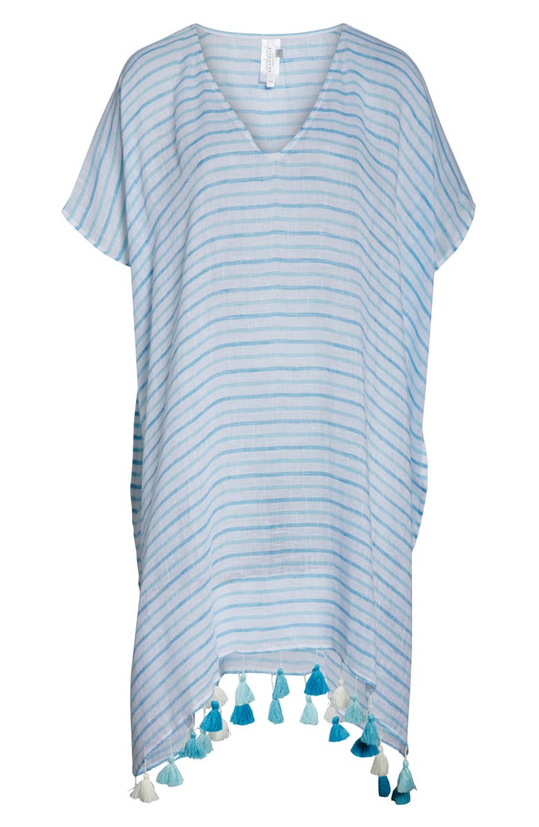 Seafolly Bali Hai Linen Stripe Cover-Up Caftan, Alternate, color, 