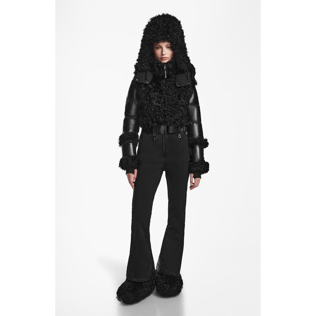 Rudsak Luxe Ski Suit With Shearling In Black