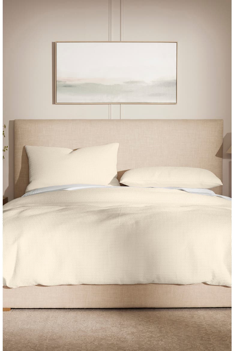 Waffle Weave Organic Cotton Duvet Cover & Sham Set, Alternate, color, NATURAL