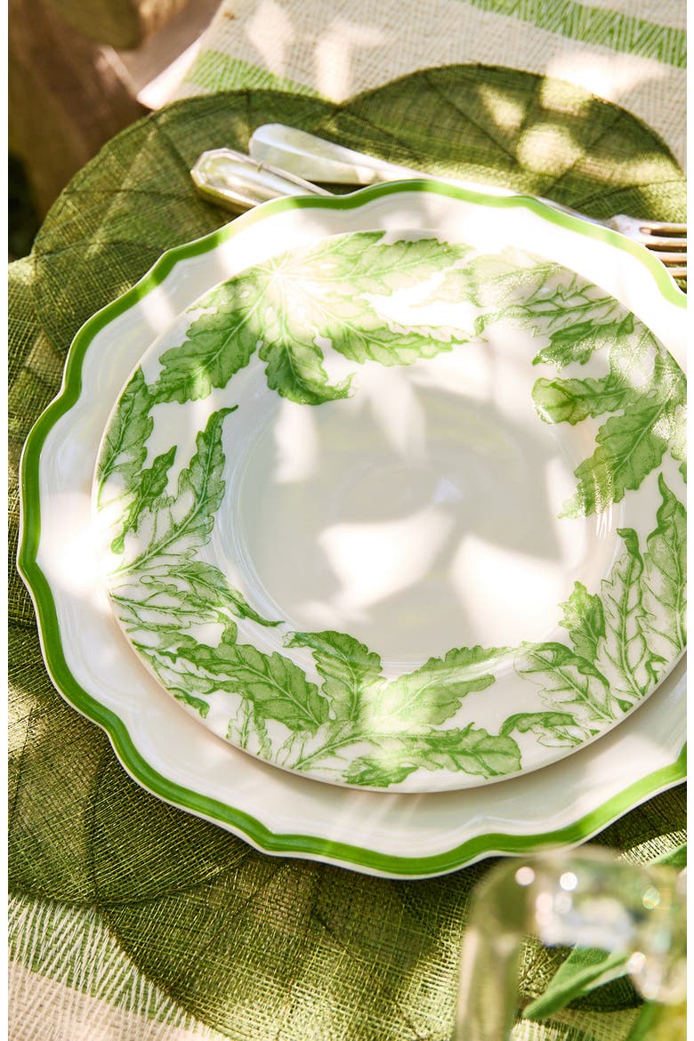 Freya Rimmed Salad Plate - Porcelain - Set 4, Alternate, color, GREEN