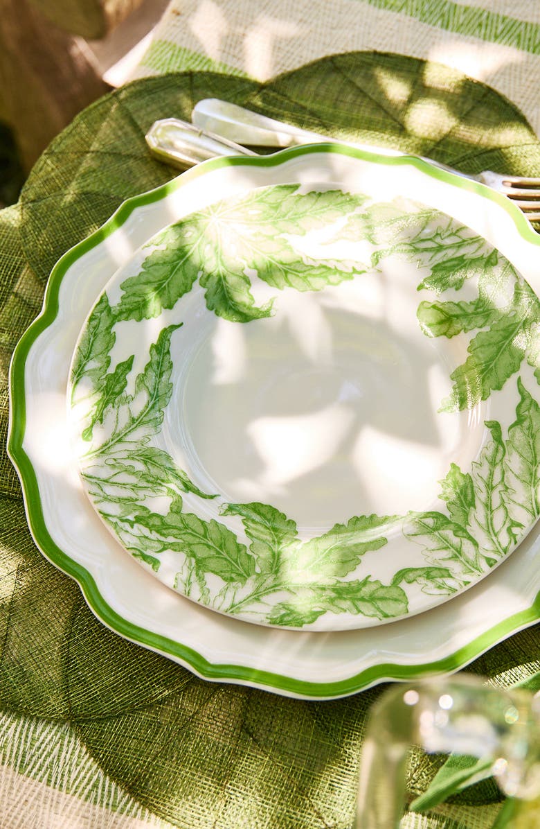 Caskata Freya Rimmed Salad Plate - Porcelain - Set 4, Alternate, color, Green