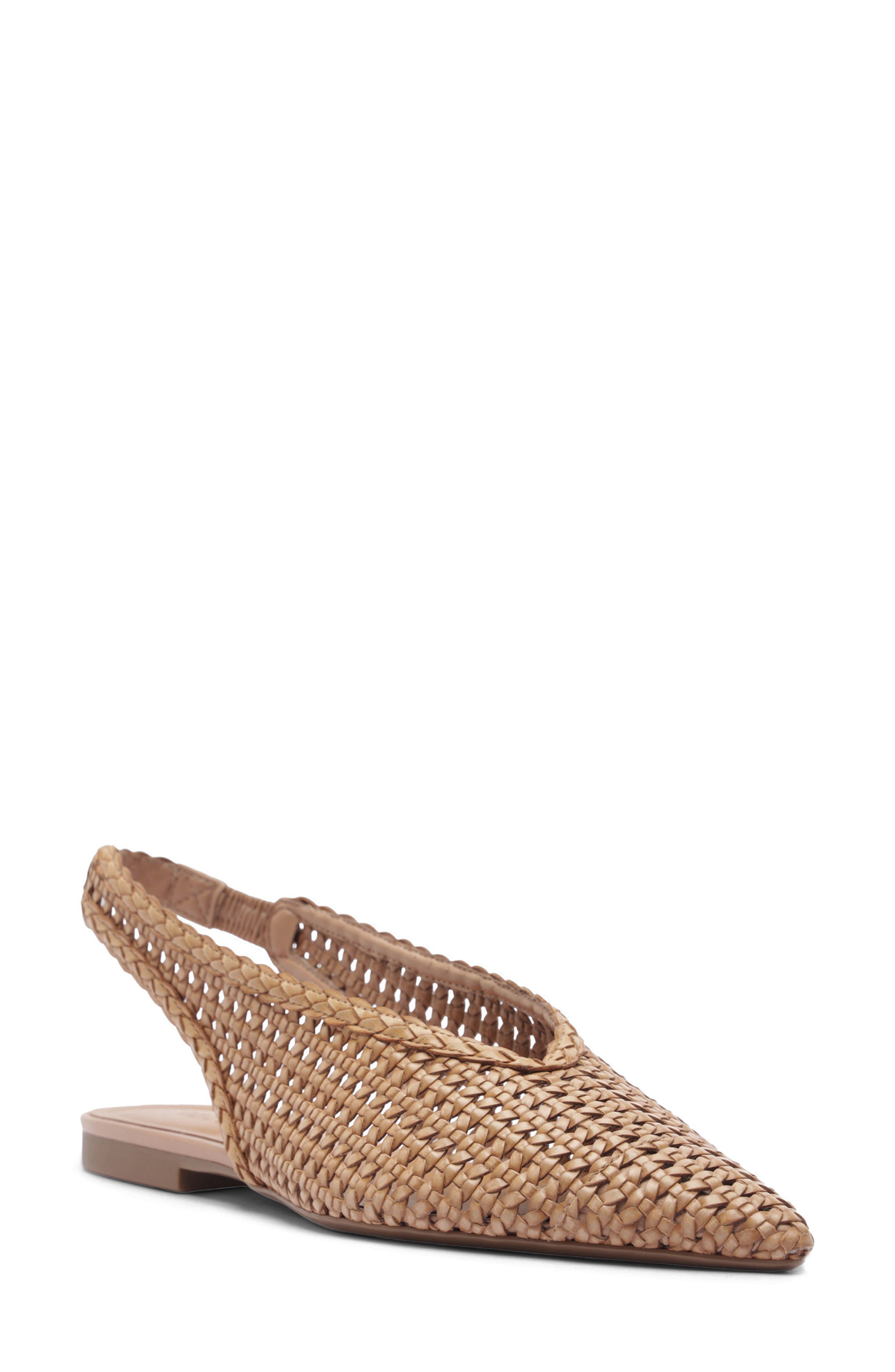 Arezzo Eva Pointed Toe Slingback Flat, Main, color, True Sand