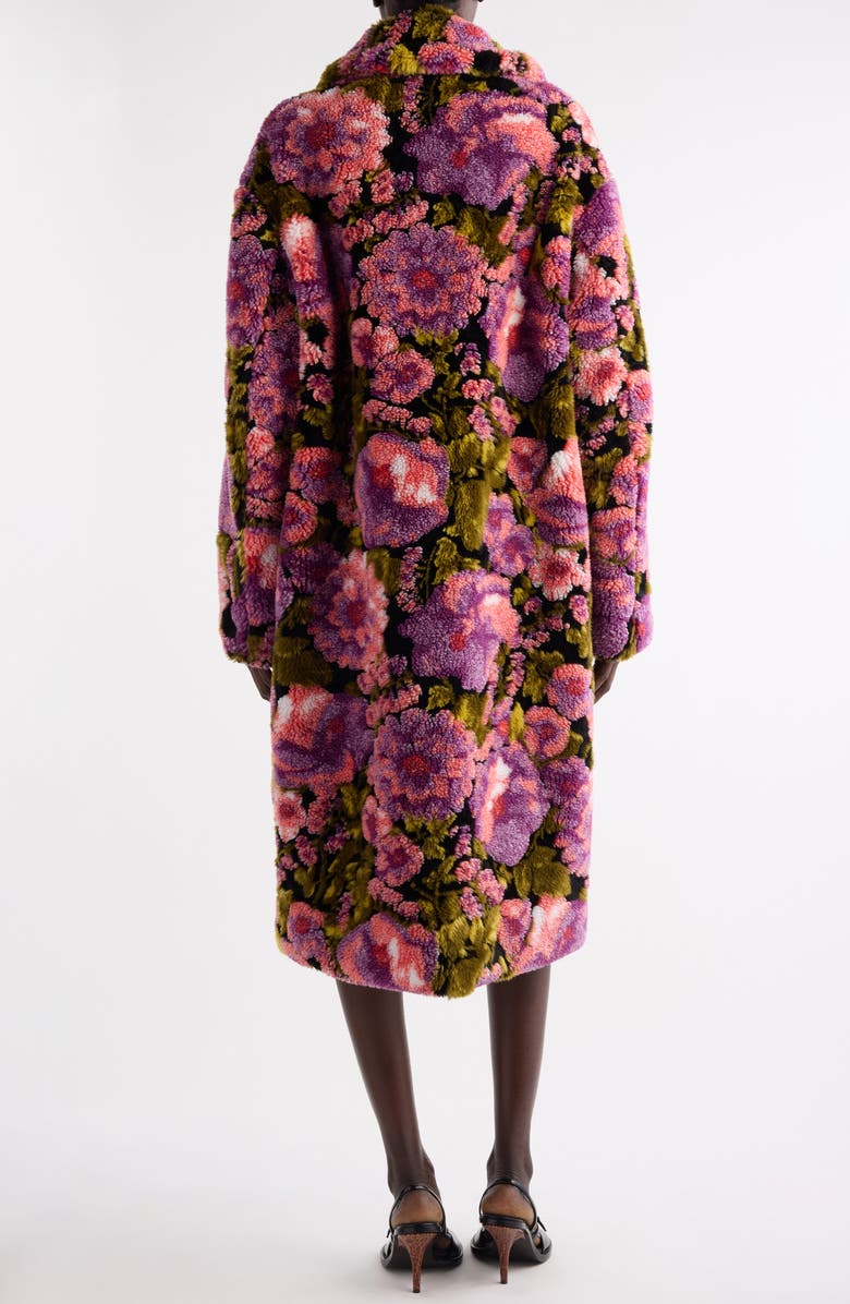 Dries Van Noten Rendas Floral Jacquard High Pile Fleece Coat, Alternate, color, Pink
