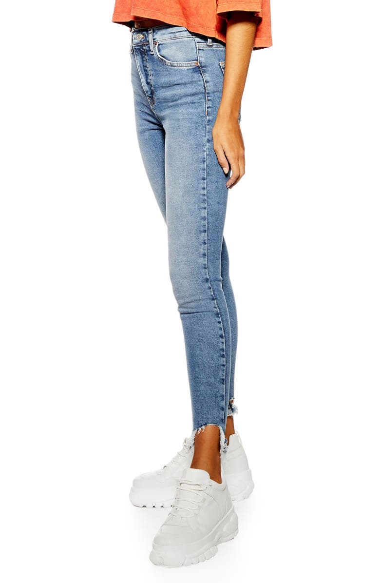Topshop Jamie Jagged Hem Jeans, Alternate, color,