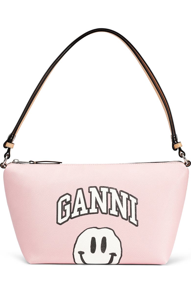 Ganni Mini Smiley Print Shoulder Bag, Main, color,