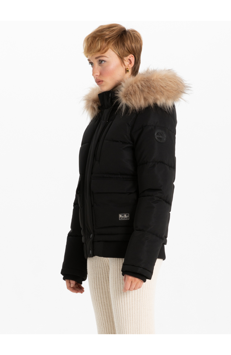 Point Zero REMOVABLE HOOD & FUR BOMBER, Alternate, color, Black