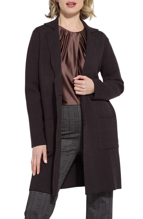 Lina Glen Plaid Jacquard Sweater Coat