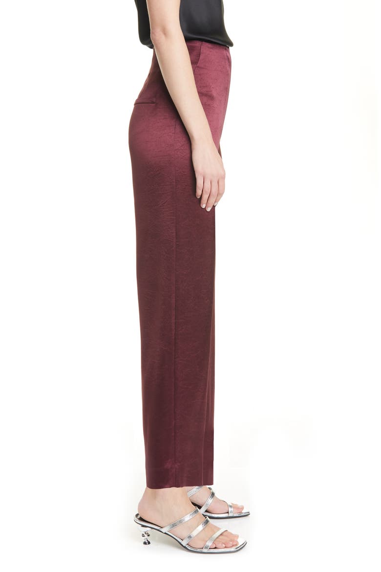 Caribe Satin Crop Wide Leg Pants, Alternate, color, BERRY