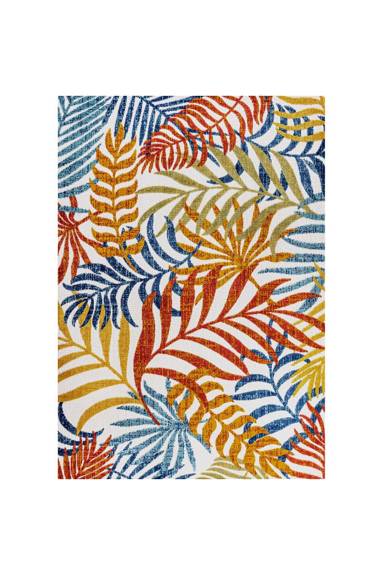 Tropics Palm Leaves Indoor/Outdoor Rug, Main, color, Cream/Orange