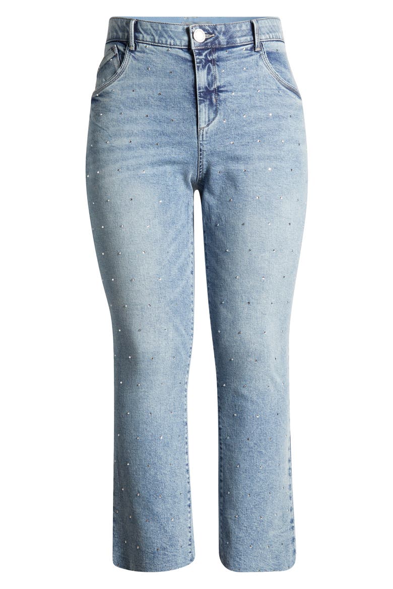 Bennett 'Ab'Solution Skyrise Rhinestone Raw Hem Ankle Bootcut Jeans, Alternate, color, LIGHT BLUE ARTISANAL
