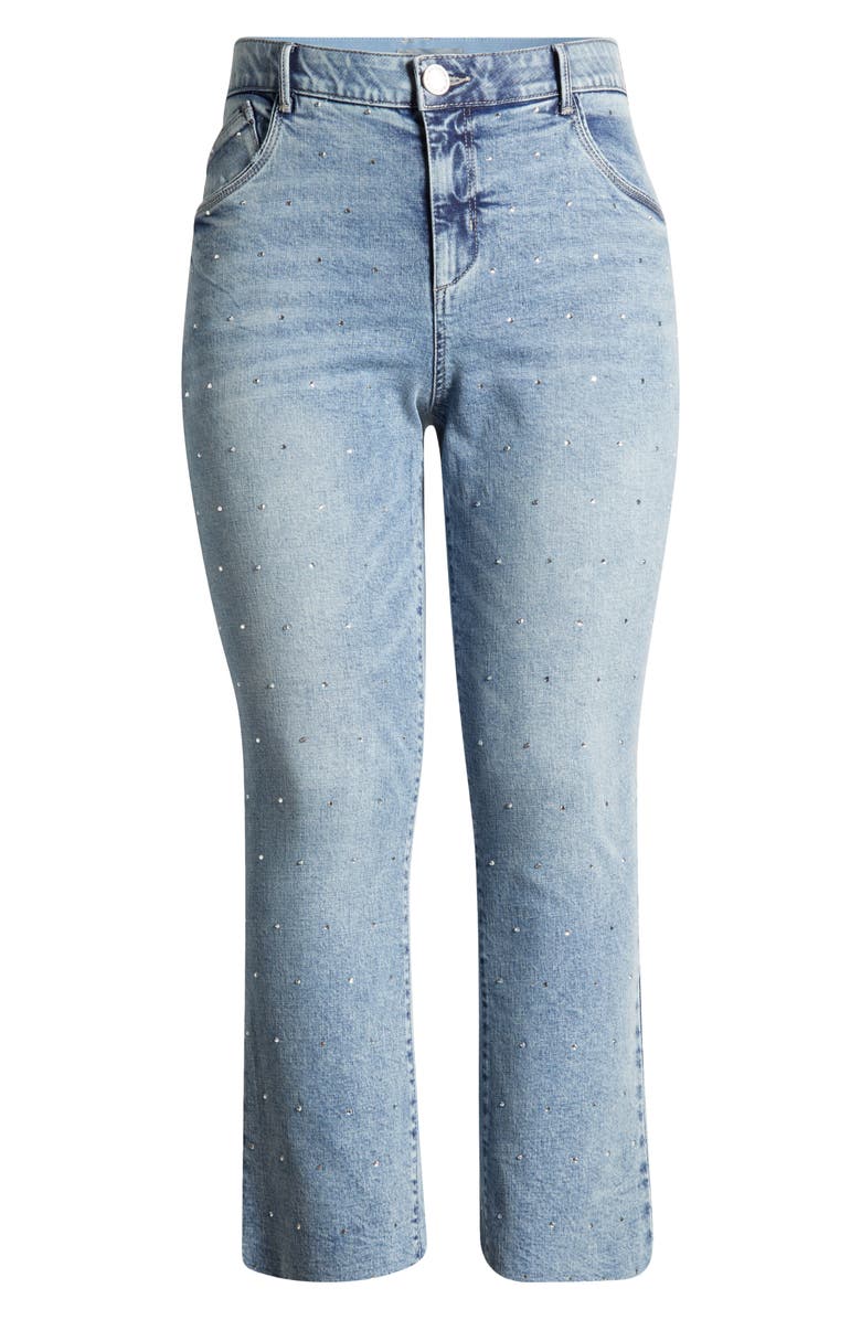 Wit & Wisdom Bennett 'Ab'Solution Skyrise Rhinestone Raw Hem Ankle Bootcut Jeans, Alternate, color, 