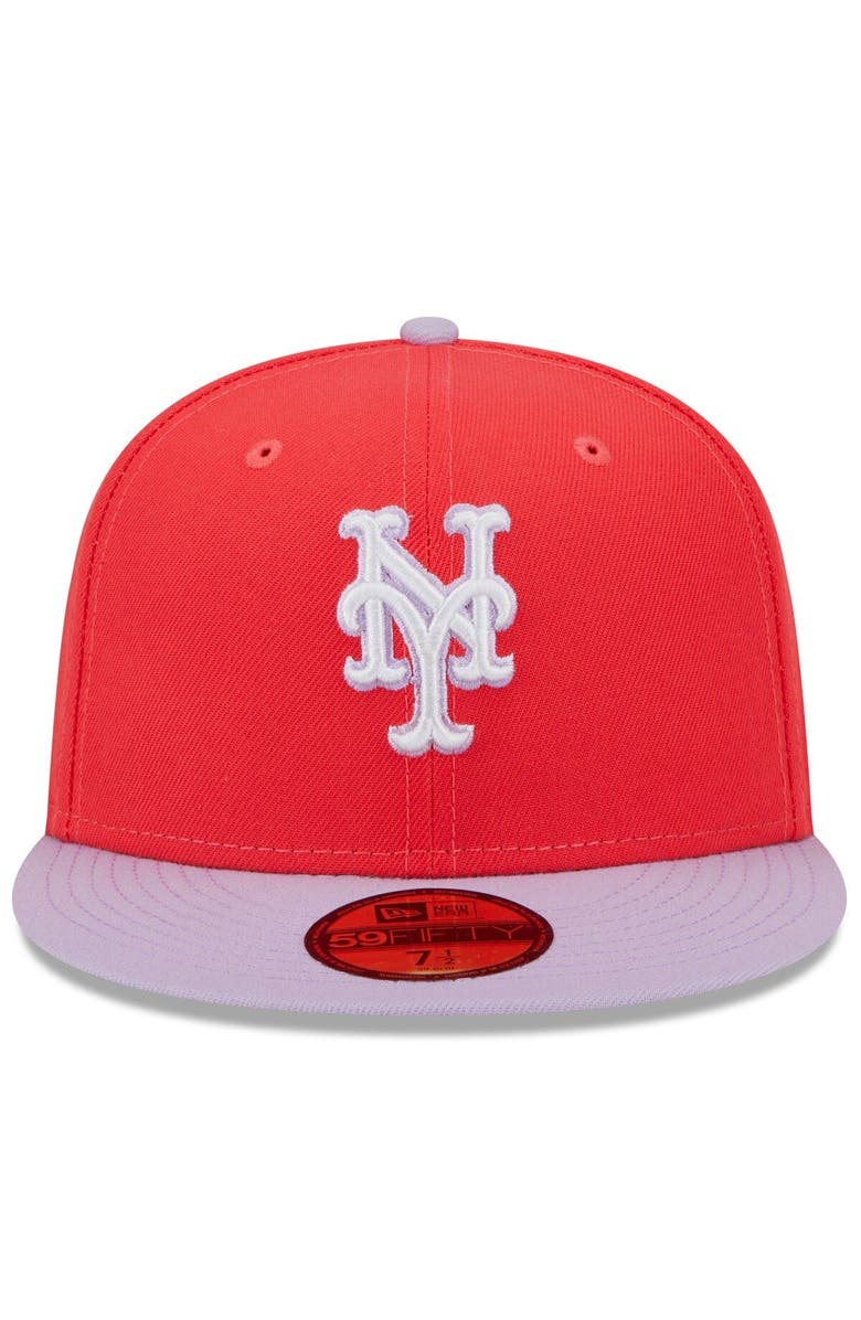 New Era Men's New Era Red/Lavender New York Mets Spring Color Two-Tone 59FIFTY Fitted Hat, Alternate, color, 