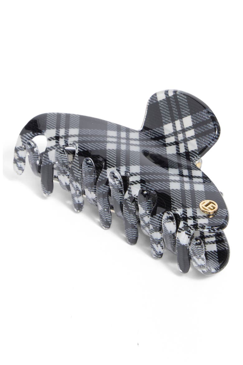 Helen Plaid Claw Clip, Main, color, BLACK