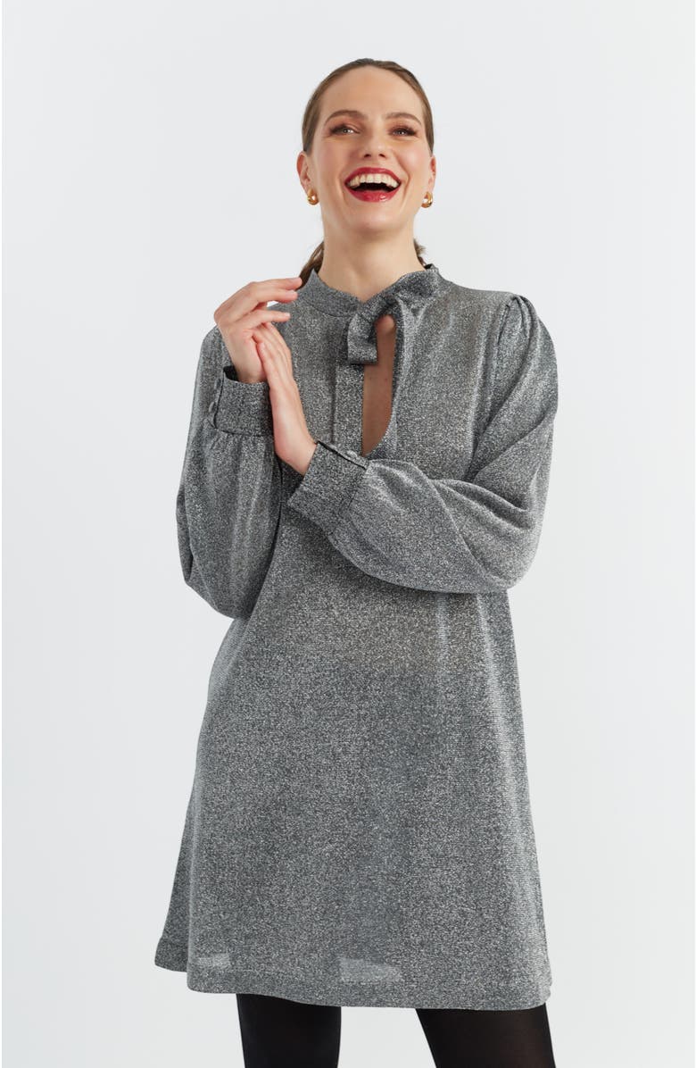 Chinti & Parker Lurex Bow Dress with Tie Neck, Main, color, 