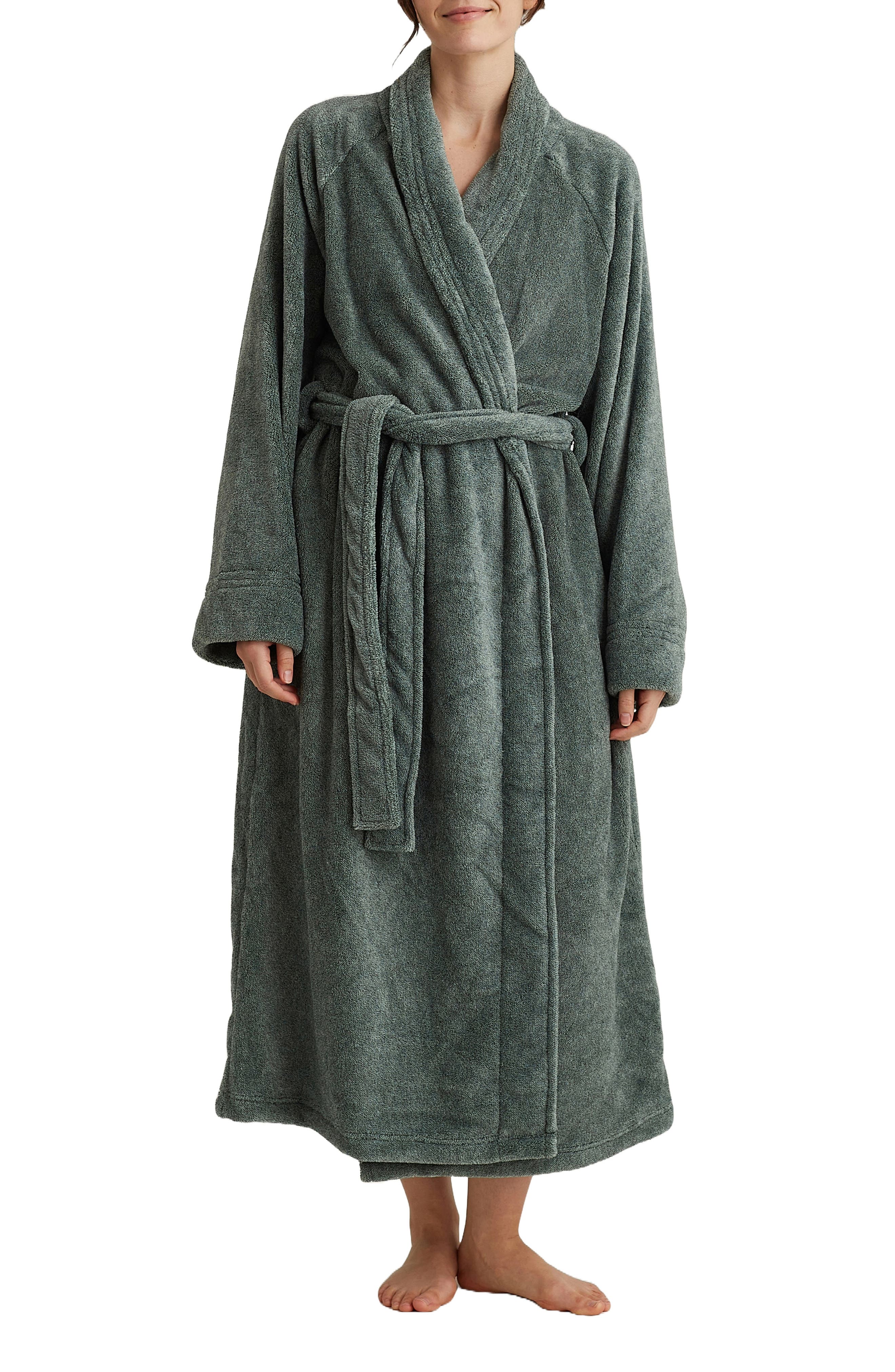 Papinelle Long Plush Robe in Deep Moss 
