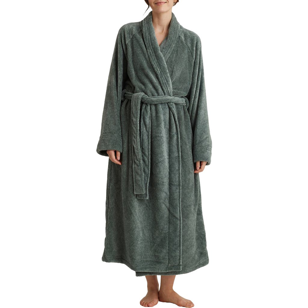 Papinelle Long Plush Robe In Deep Moss