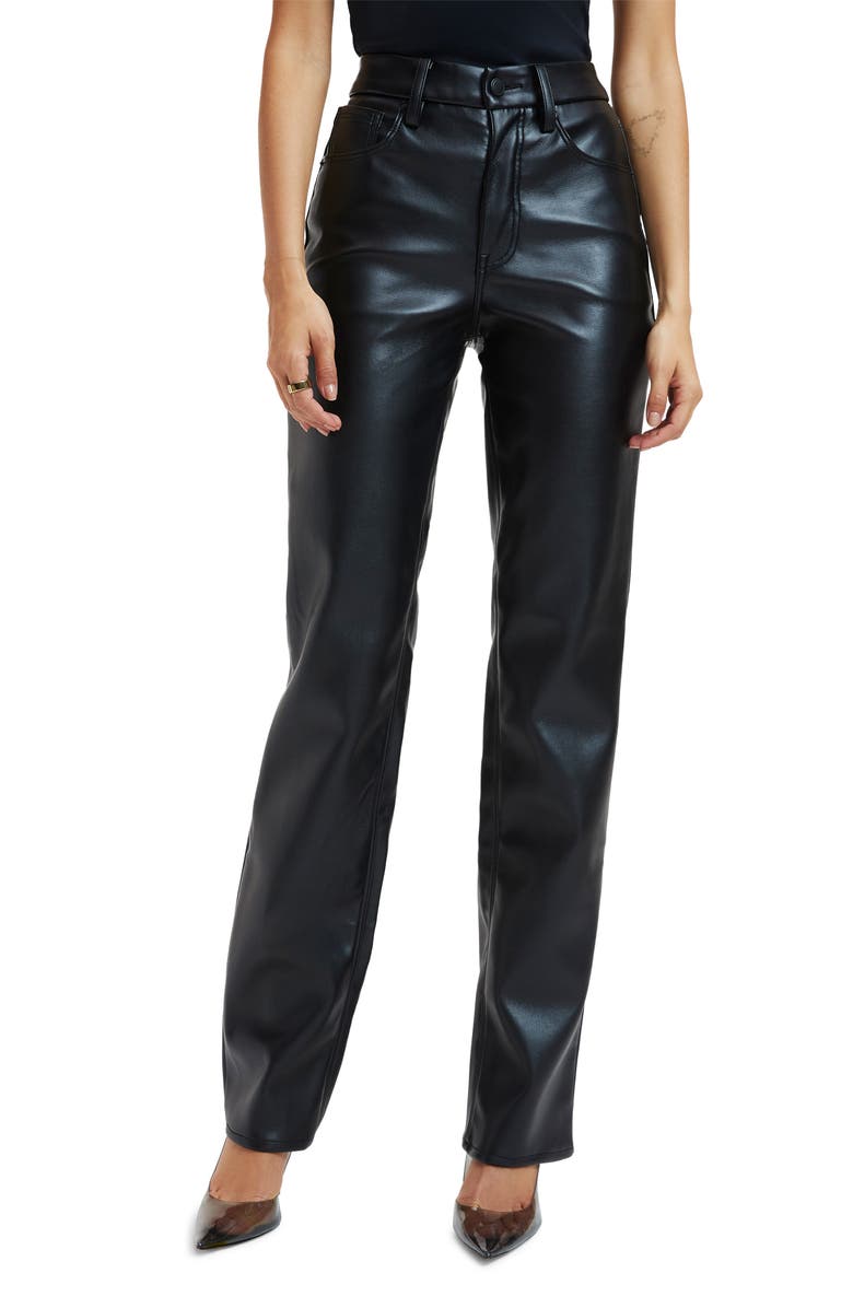 Good American Better Than Leather Faux Leather Good Icon Pants, Main, color, Black001