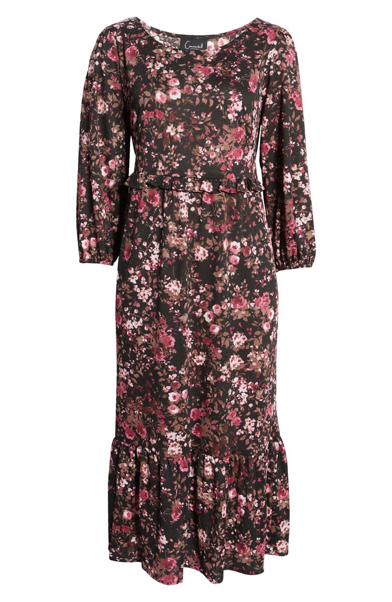 Connected Apparel Floral Long Sleeve Stretch Knit Dress, Alternate, color,