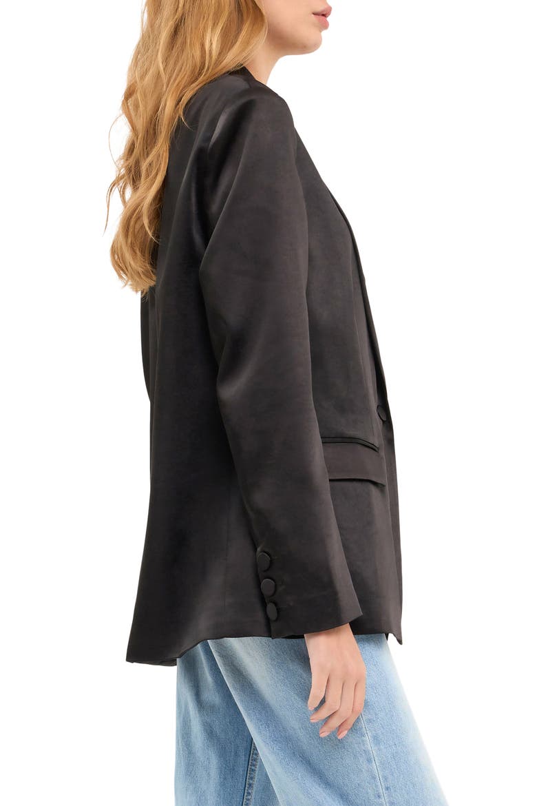 The Satin Blazer, Alternate, color, BLACK