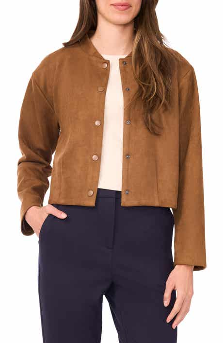 Halogen® Faux Suede Bomber Jacket