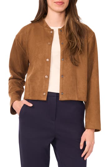 Halogen ® Faux Suede Bomber Jacket In Brown