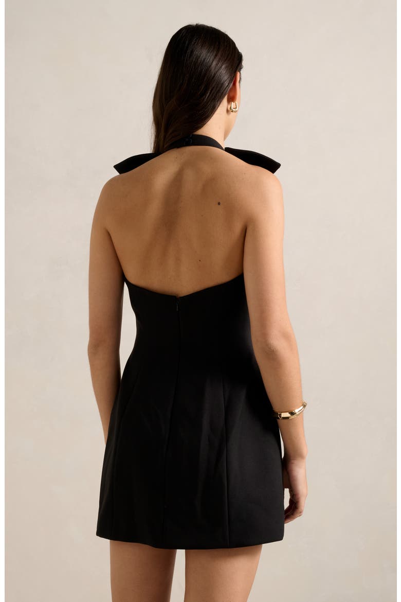 Amaya Bow Halter Minidress, Alternate, color, BLACK