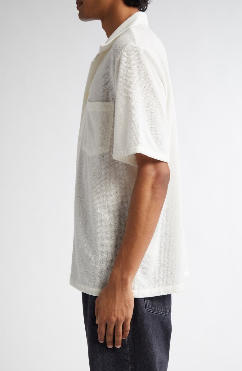 OUR LEGACY Boxy Bouclé Button-Up Shirt, Alternate, color, White Boucle