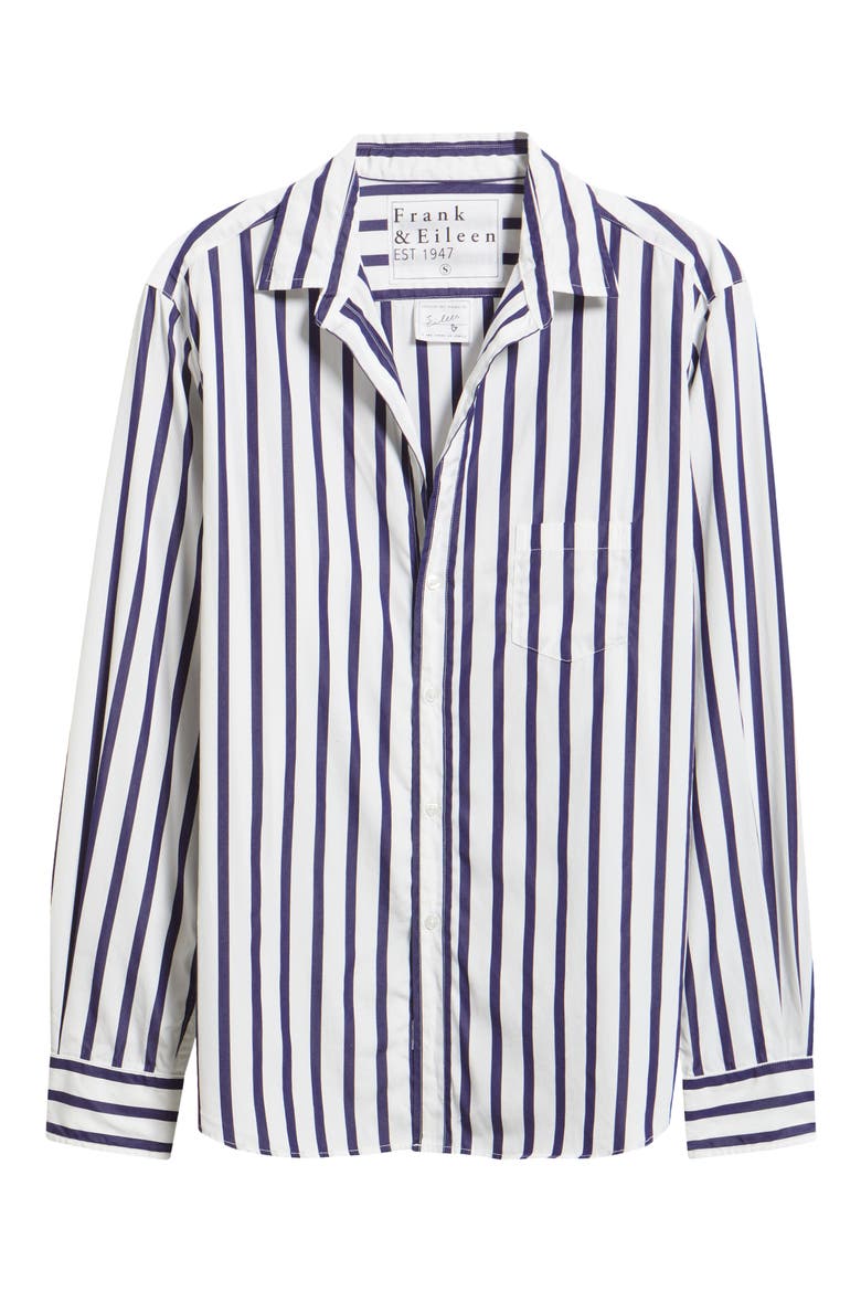 Eileen Relaxed Button-Up Shirt, Alternate, color, WHITE/ NAVY STRIPE