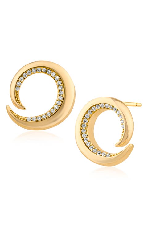 Pavé Cubic Zirconia Swirl Stud Earrings
