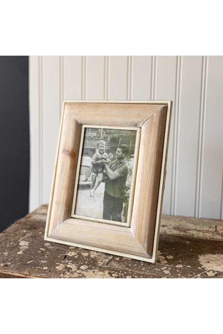 4x6 Inch Antique Edged Picture Frame Metal Wood MDF & Glass, Alternate, color, Brown