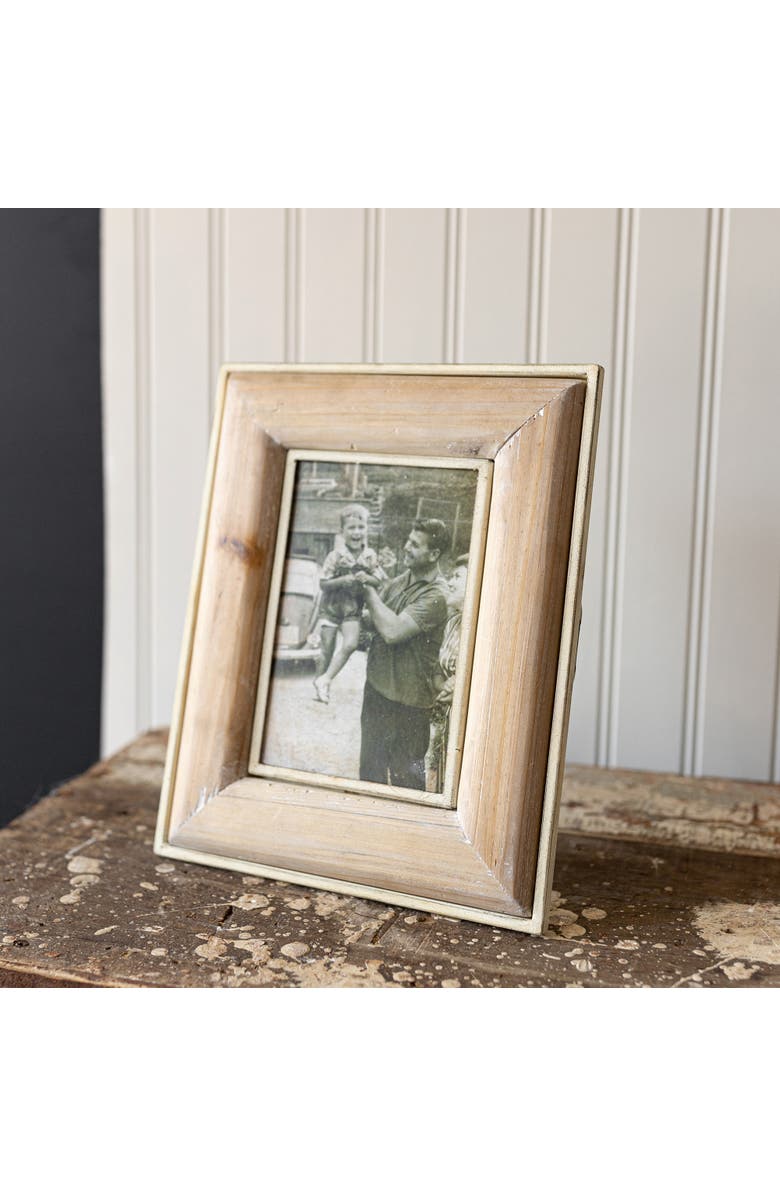 Foreside Home and Garden 4x6 Inch Antique Edged Picture Frame Metal Wood MDF & Glass, Alternate, color, Brown
