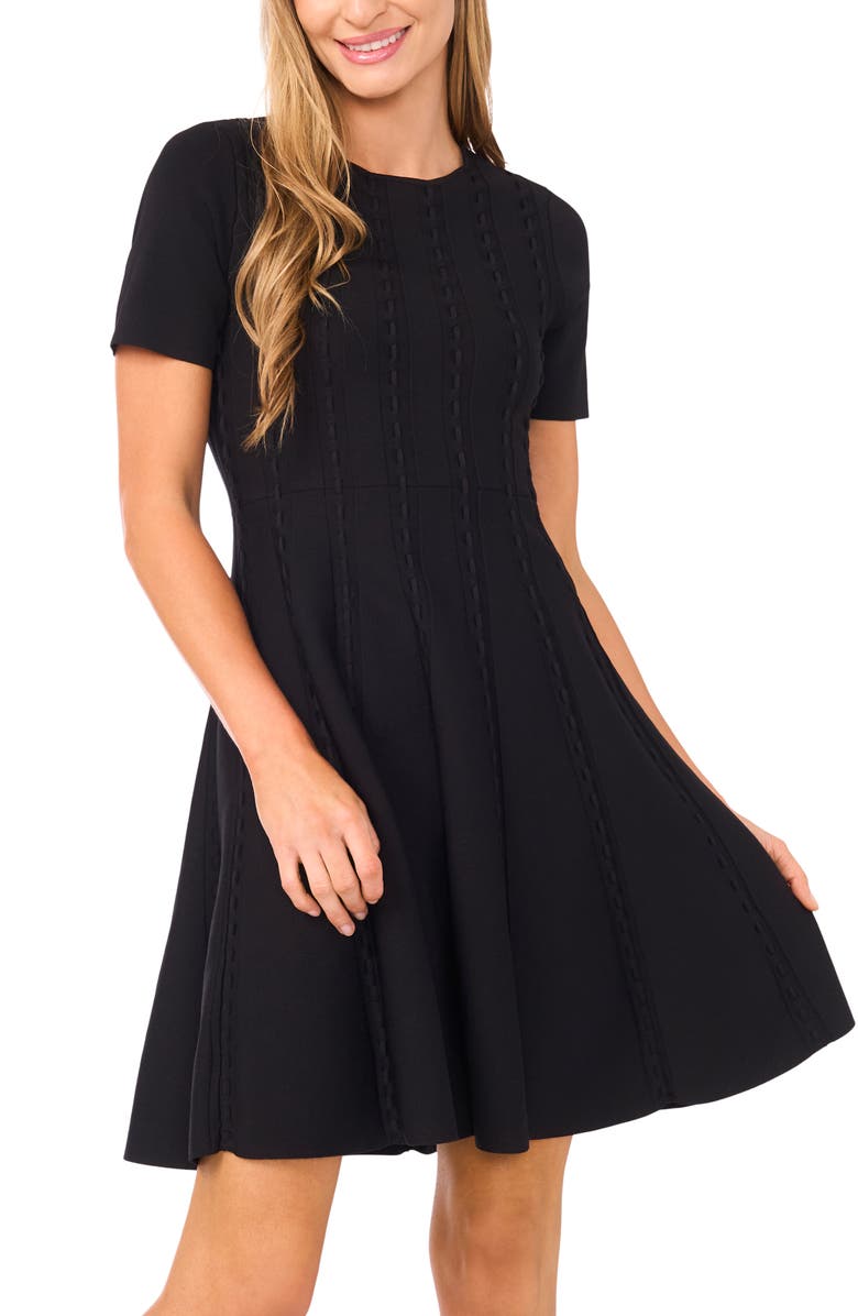 Ted Baker Ella Ribbon Stitch Fit & Flare Dress, Alternate, color, Rich Black