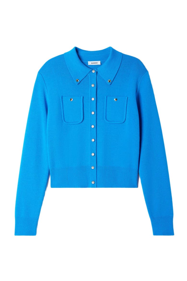 Cardigan with metal buttons, Alternate, color, Blue