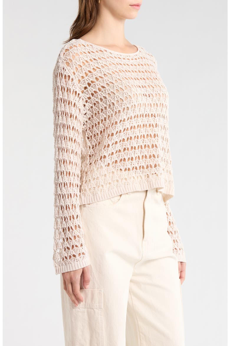 Willa Cotton Blend Open Stitch Sweater, Alternate, color, IVORY