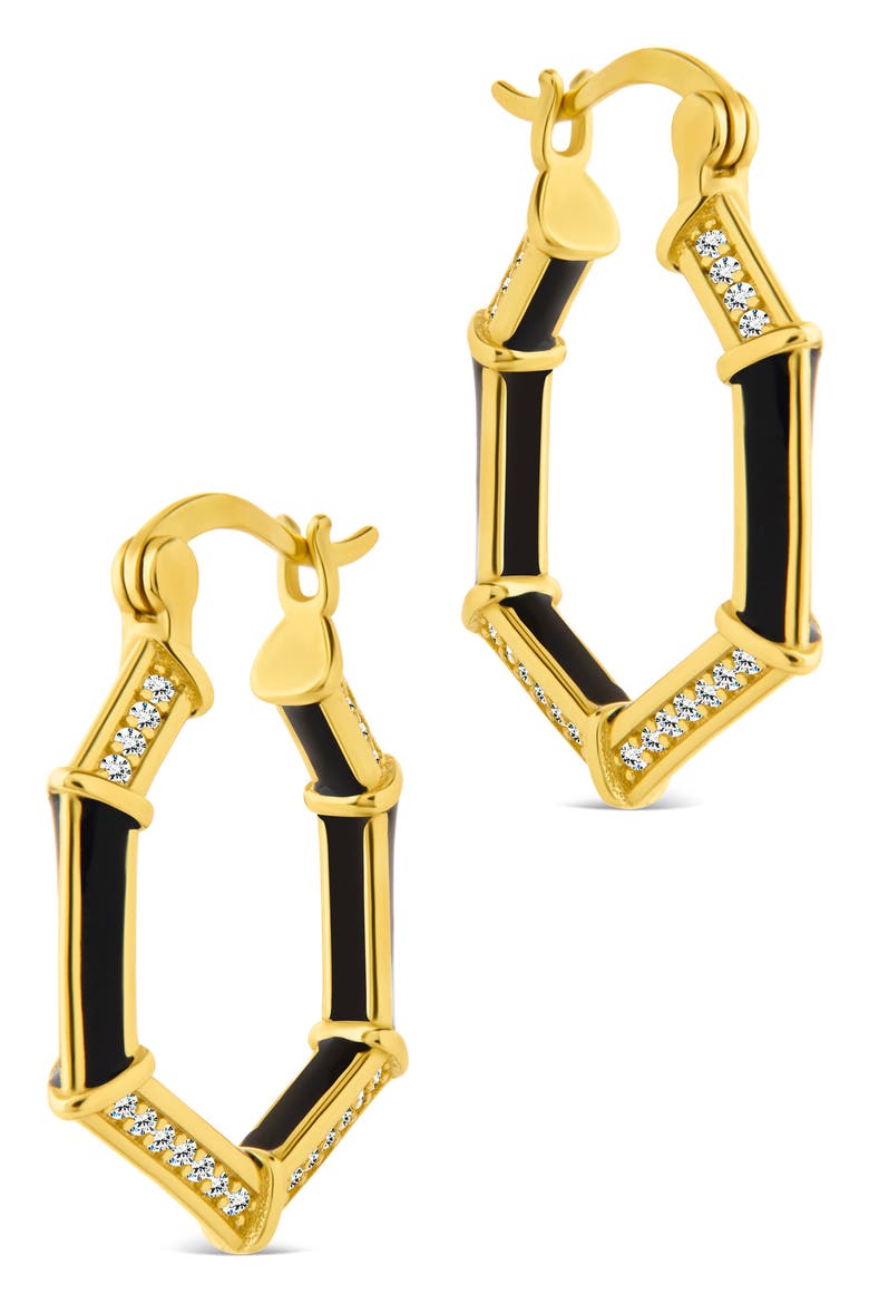 Lina Enamel & Cubic Zirconia Hoop Earrings, Alternate, color, GOLD