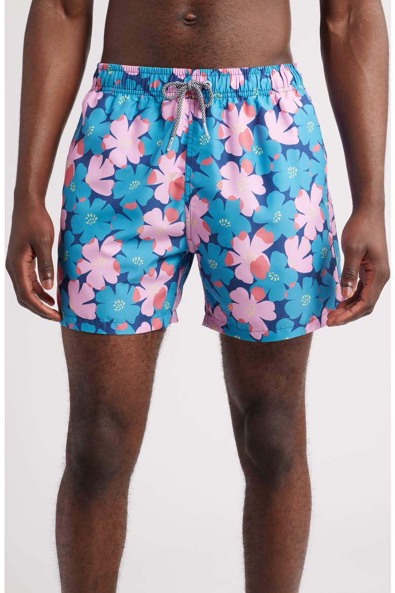 Floral Swim Trunks, Main, color, BLUE MULTI