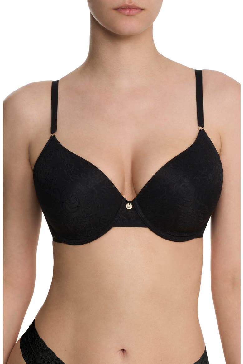 Sheer Jacquard Full Fit Contour Underwire Bra, Main, color, BLACK