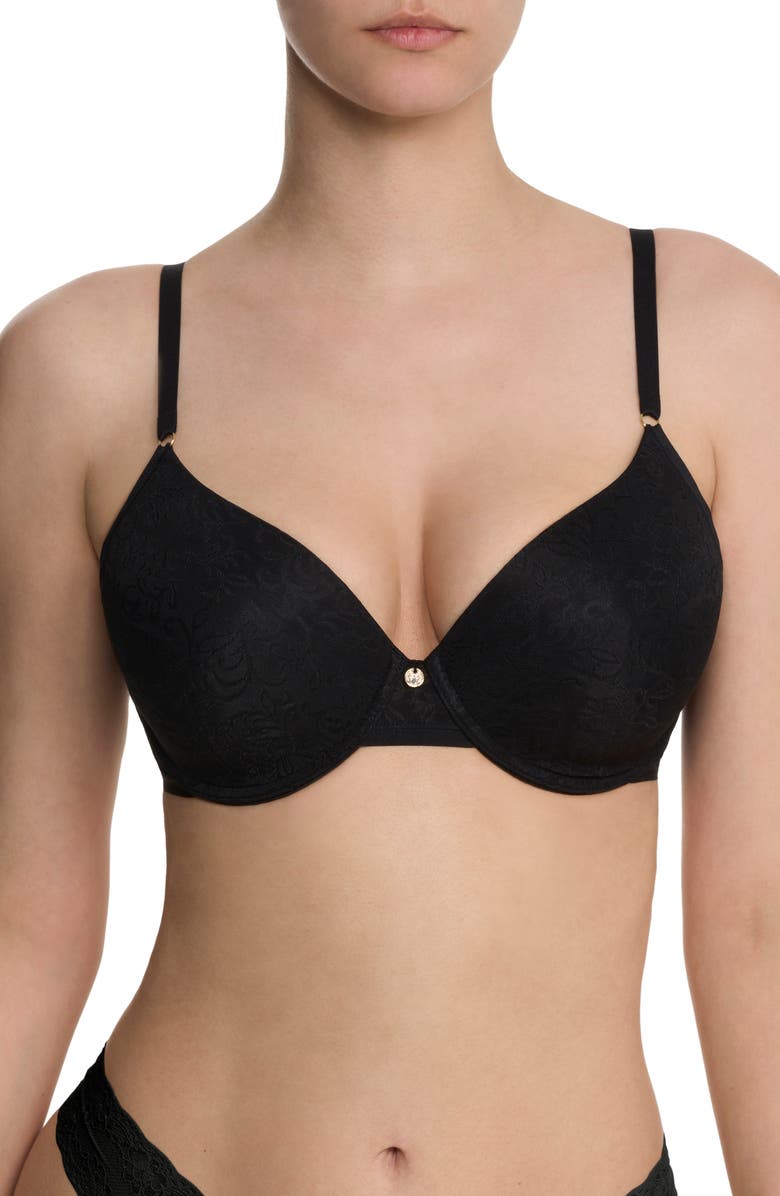 Natori Sheer Jacquard Full Fit Contour Underwire Bra, Main, color, Black