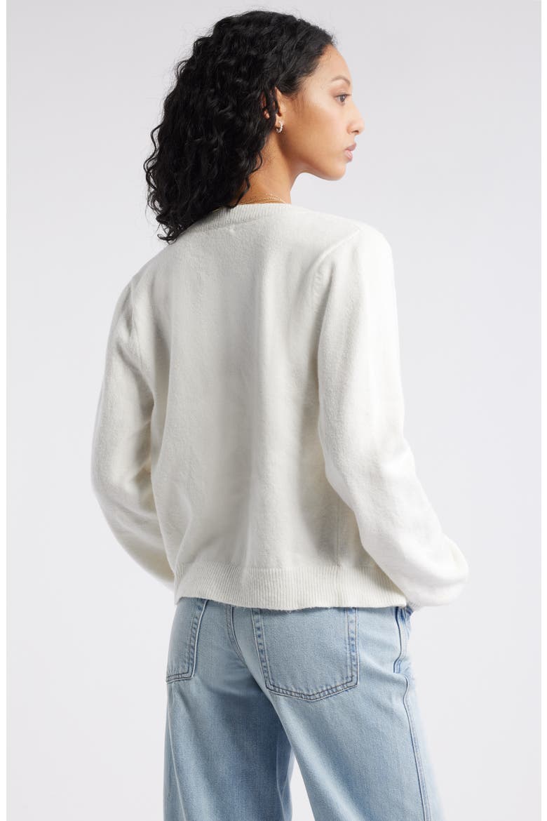 Crewneck Cotton Blend Cardigan, Alternate, color, IVORY