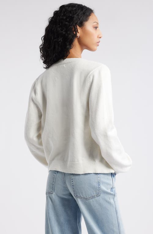 Bp. Crewneck Cotton Blend Cardigan In Ivory