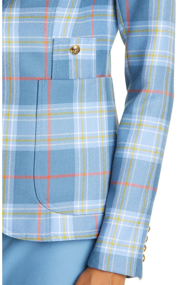 Duchess Plaid Wool Cutaway Blazer, Alternate, color, BLUE TARTAN