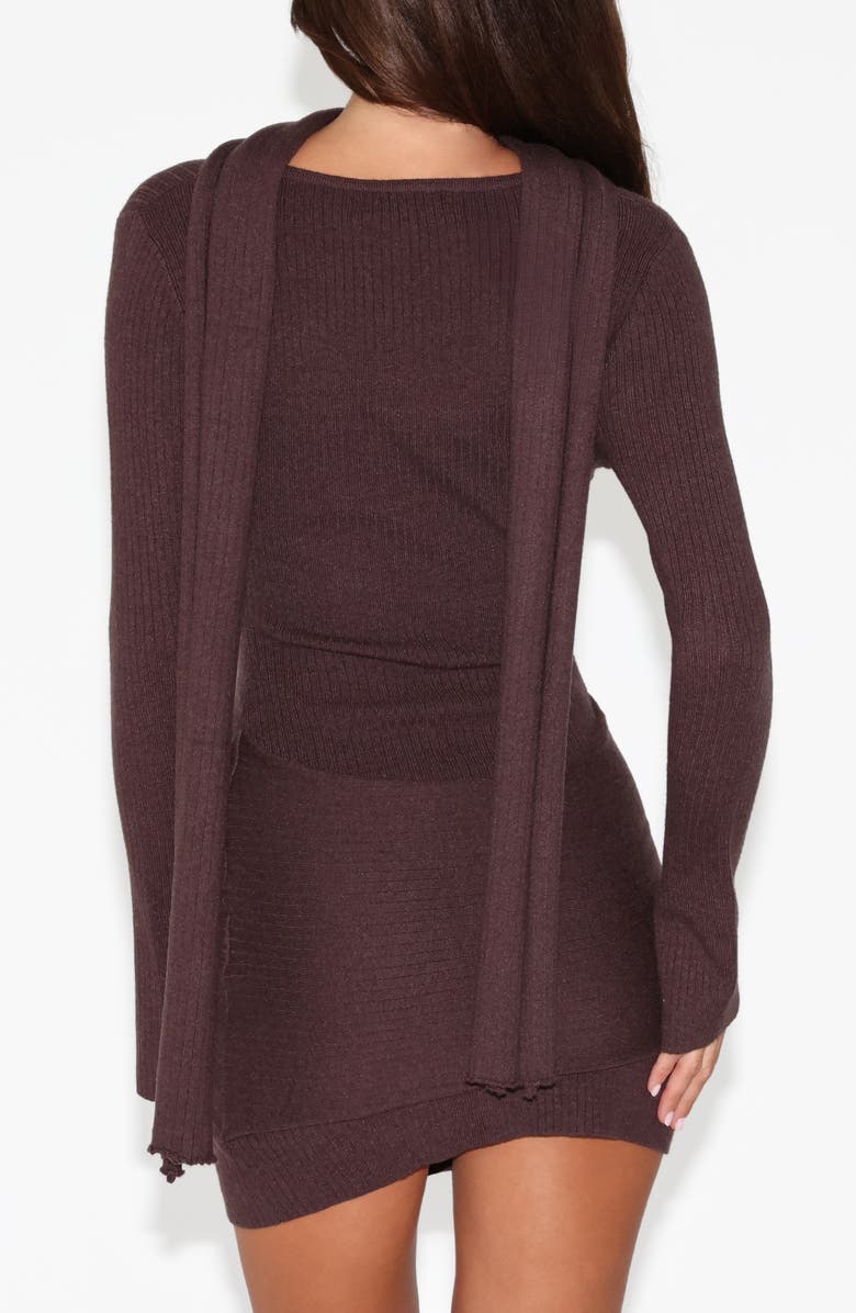 Tiger Mist Renner Long Sleeve Sweater Minidress & Scarf Set, Alternate, color, Chocolate Brown