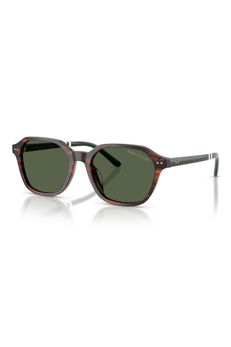 54mm Polarized Irregular Sunglasses, Alternate, color, SHINY HAVANA / POLAR GREEN