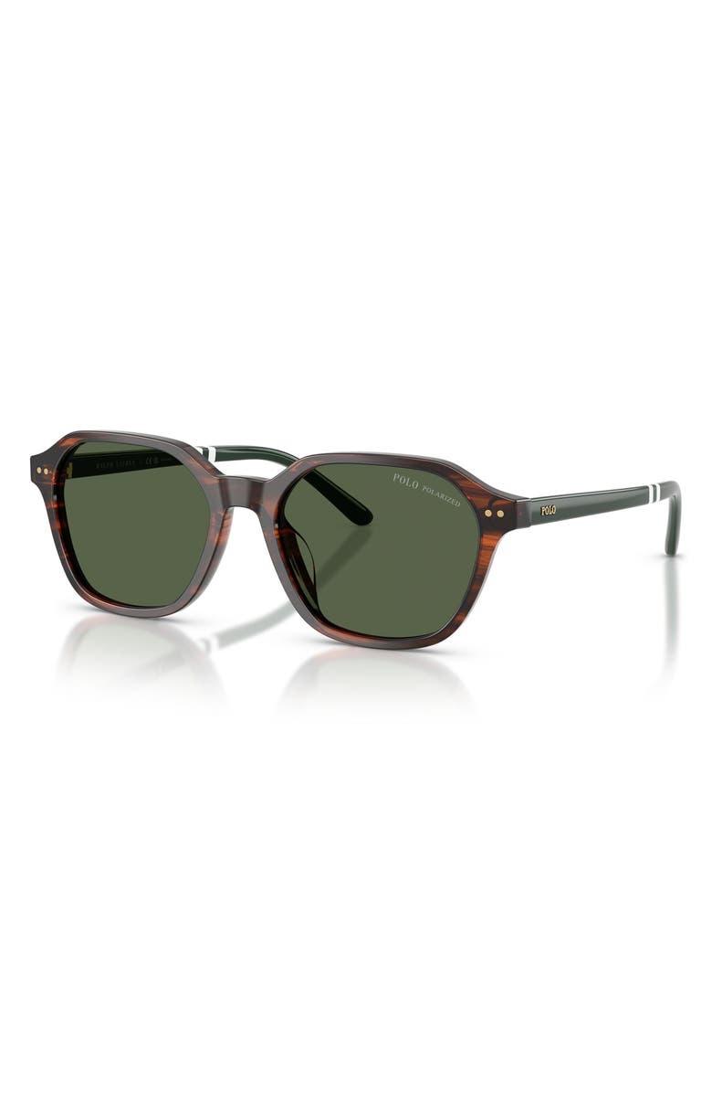 Polo Ralph Lauren 54mm Polarized Irregular Sunglasses, Alternate, color, Shiny Havana / Polar Green