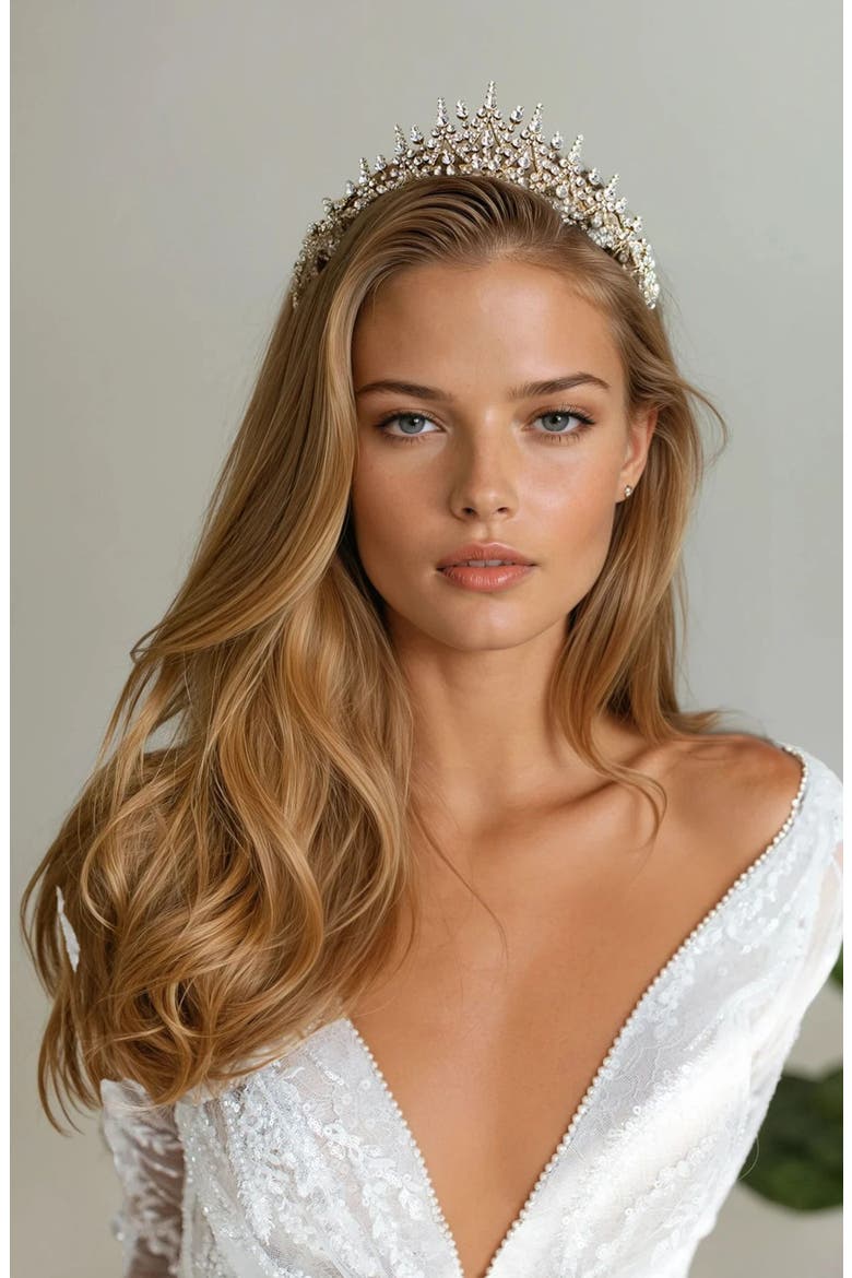 Matea Crystal Crown (Nordstrom Exclusive), Alternate, color, GOLD