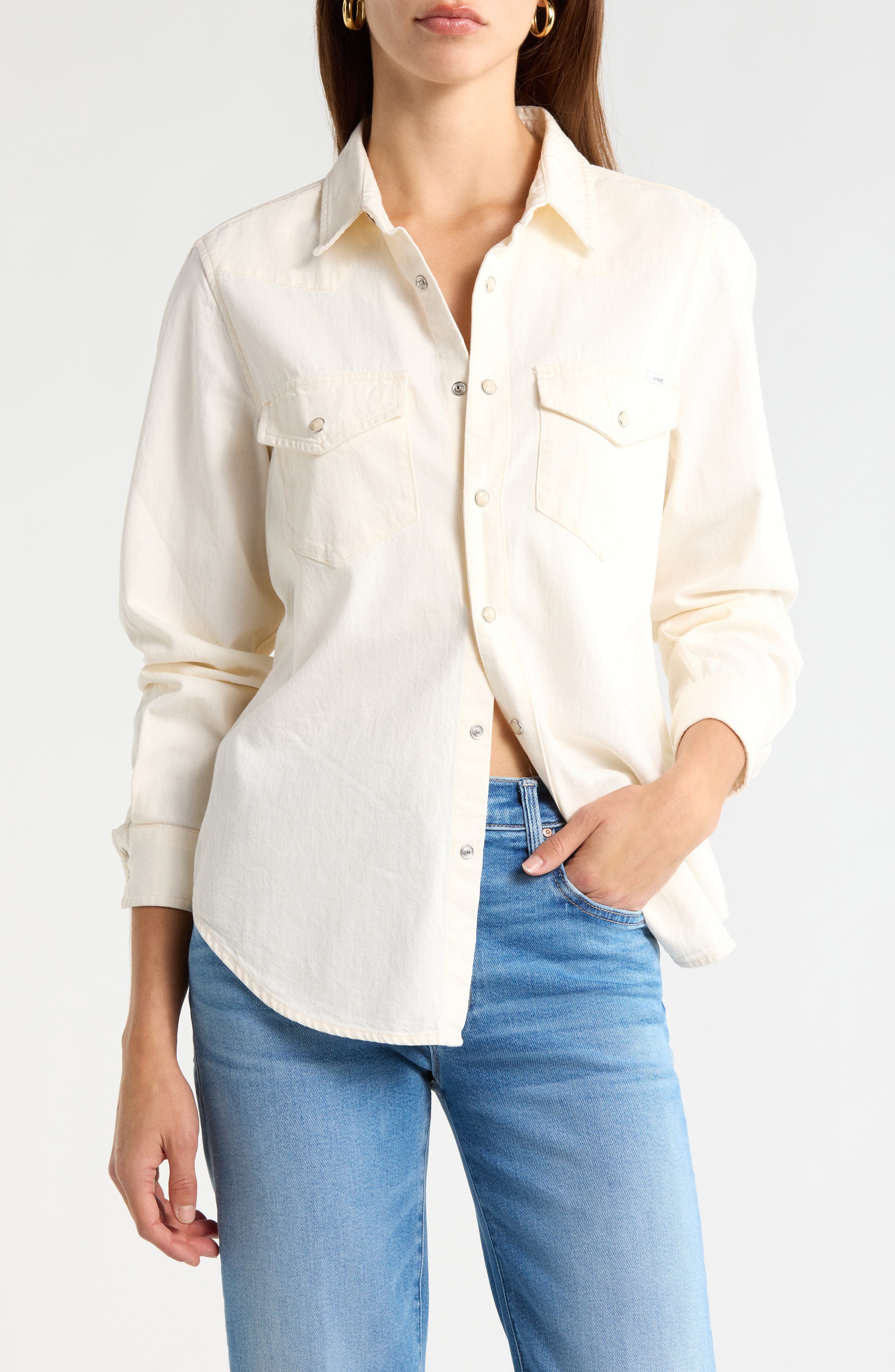 MOTHER The All My Exes Embroidered Denim Shirt